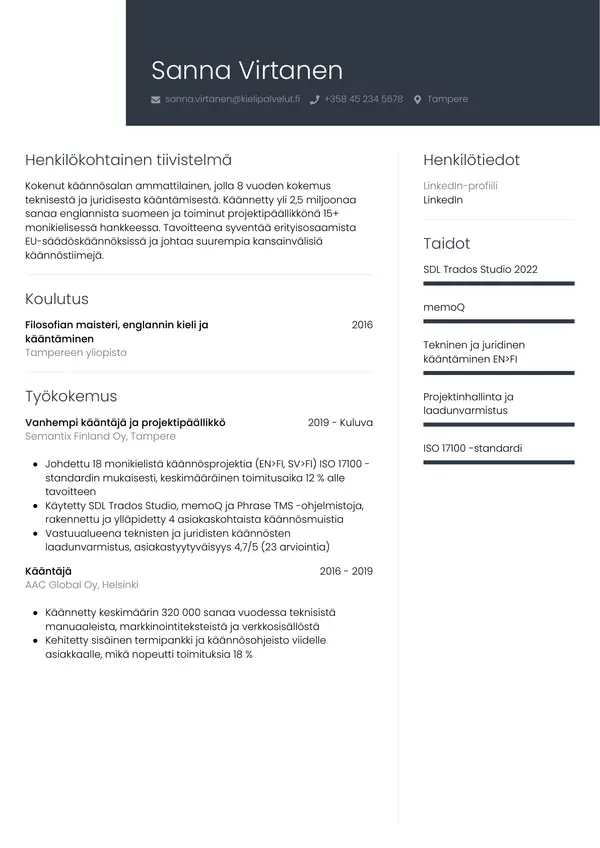 CV-pohja — Tyyli 1