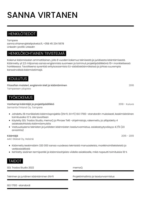 CV-pohja — Tyyli 11