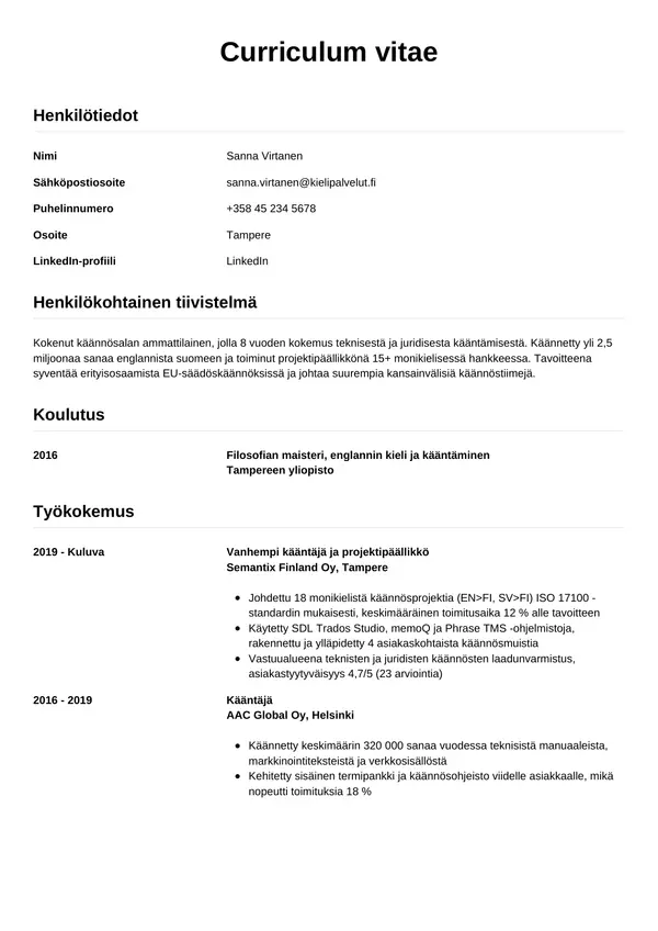 CV-pohja — Tyyli 12