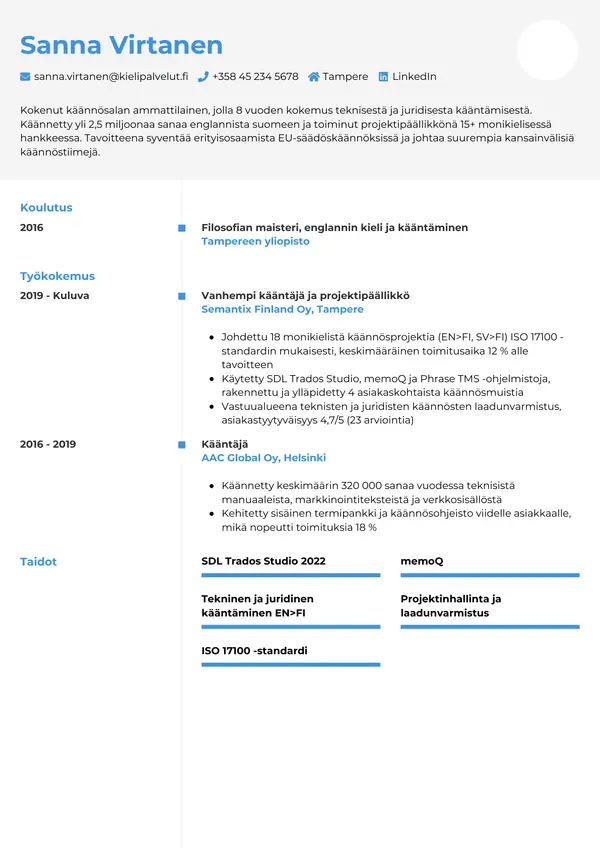 CV-pohja — Tyyli 2