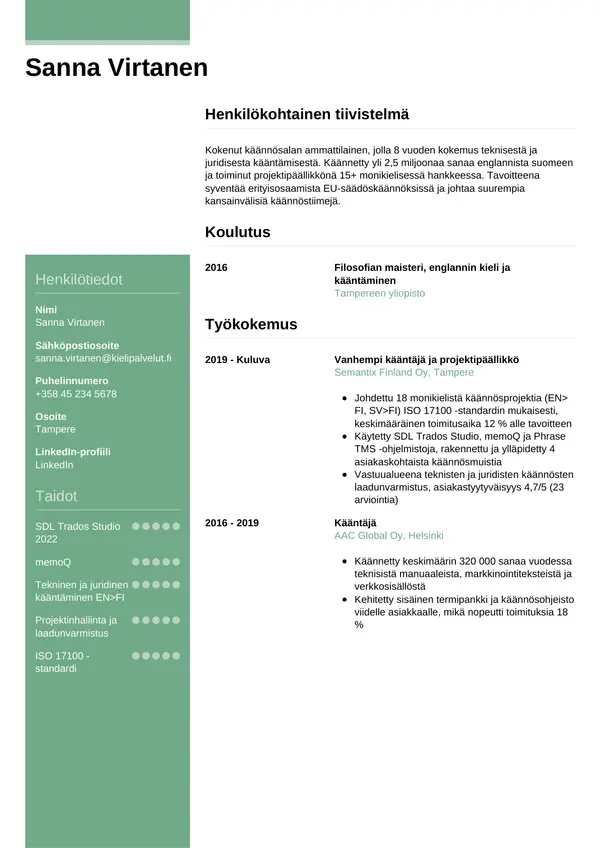 CV-pohja — Tyyli 8