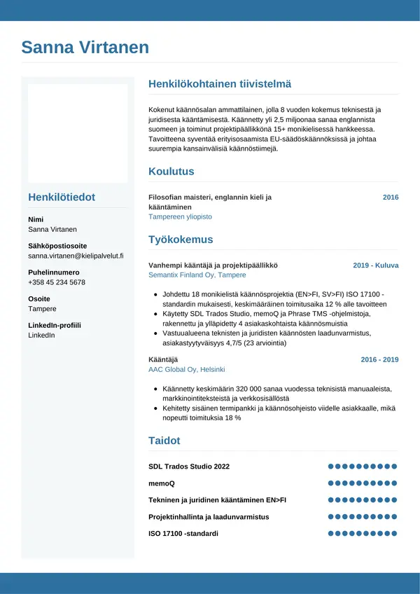 CV-pohja — Tyyli 9