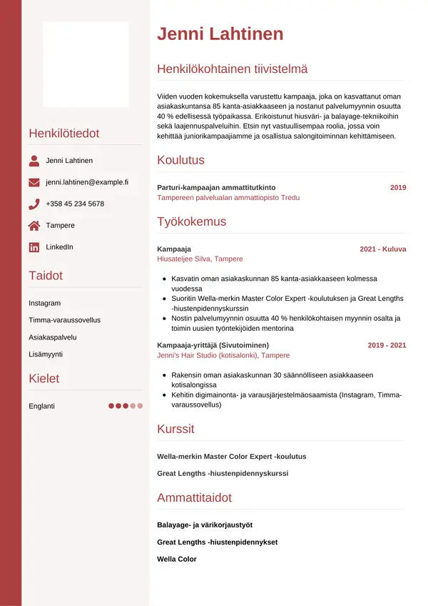 CV-pohja — Tyyli 10