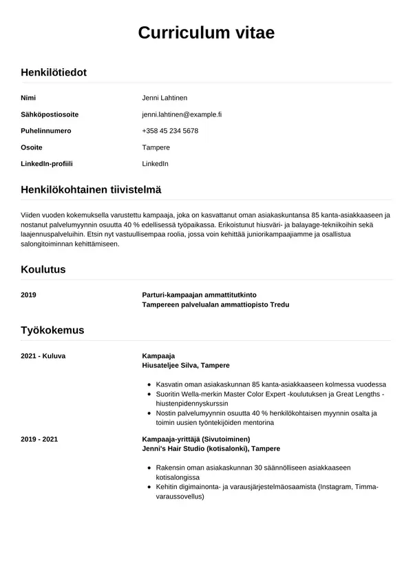 CV-pohja — Tyyli 12