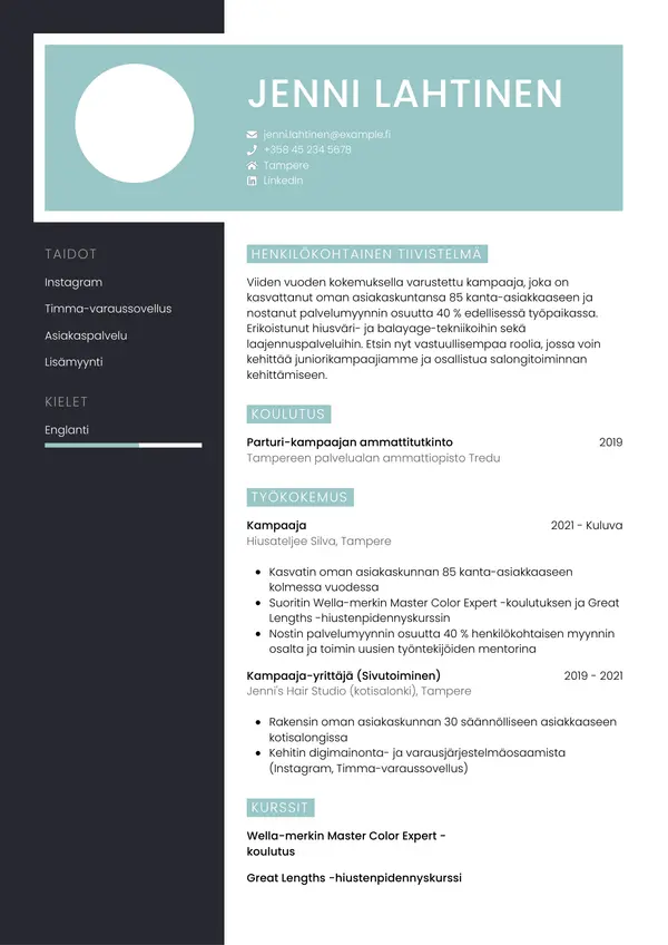 CV-pohja — Tyyli 3