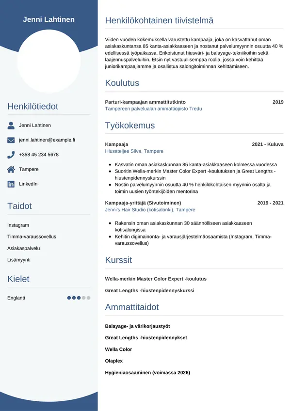 CV-pohja — Tyyli 4