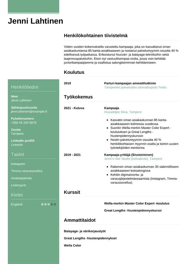 CV-pohja — Tyyli 8