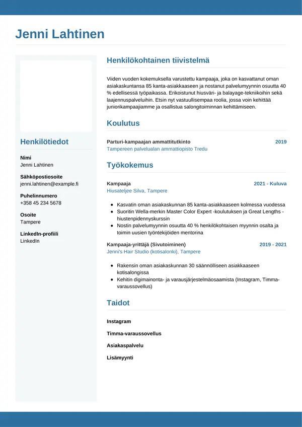 CV-pohja — Tyyli 9