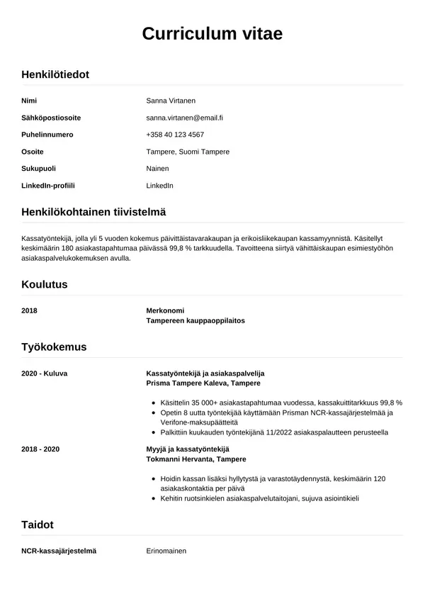 CV-pohja — Tyyli 12