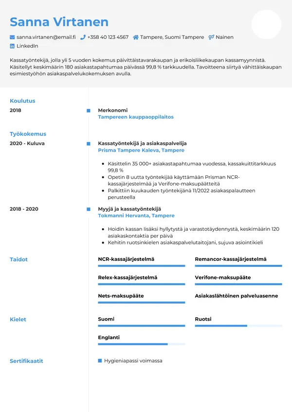 CV-pohja — Tyyli 2