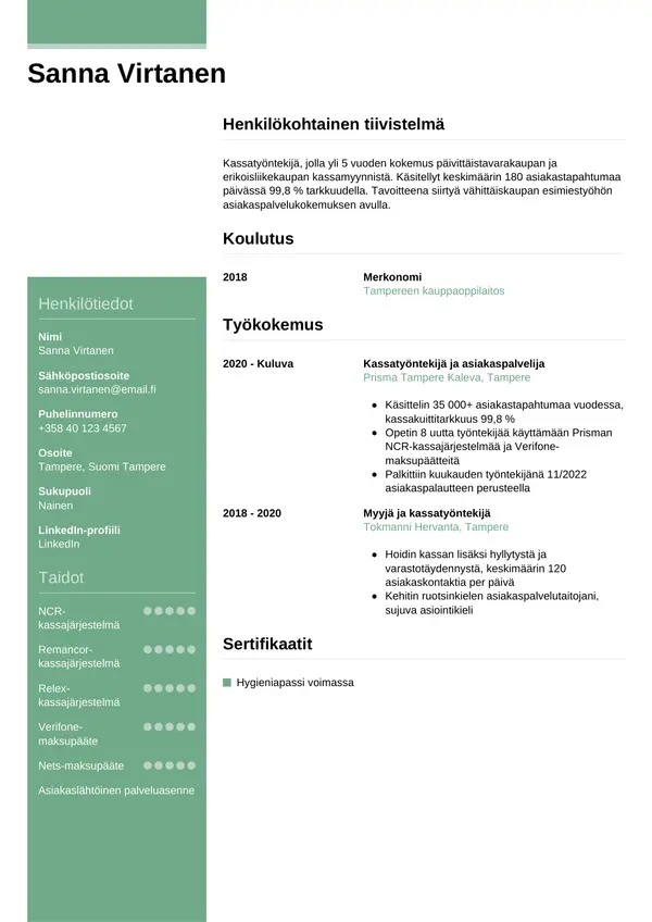 CV-pohja — Tyyli 8