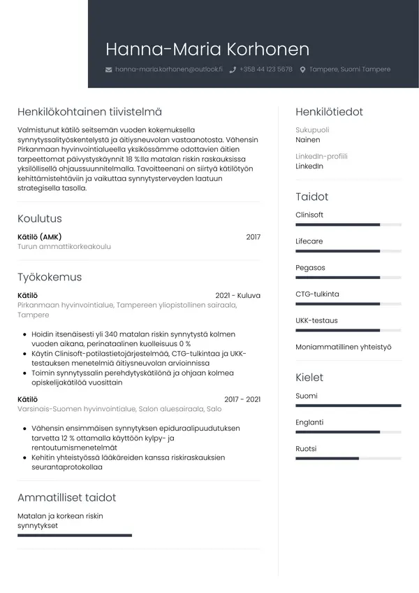 CV-pohja — Tyyli 1