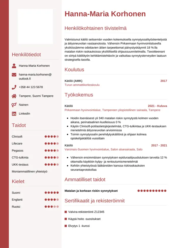 CV-pohja — Tyyli 10