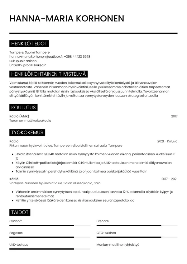 CV-pohja — Tyyli 11
