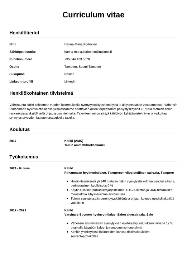 CV-pohja — Tyyli 12