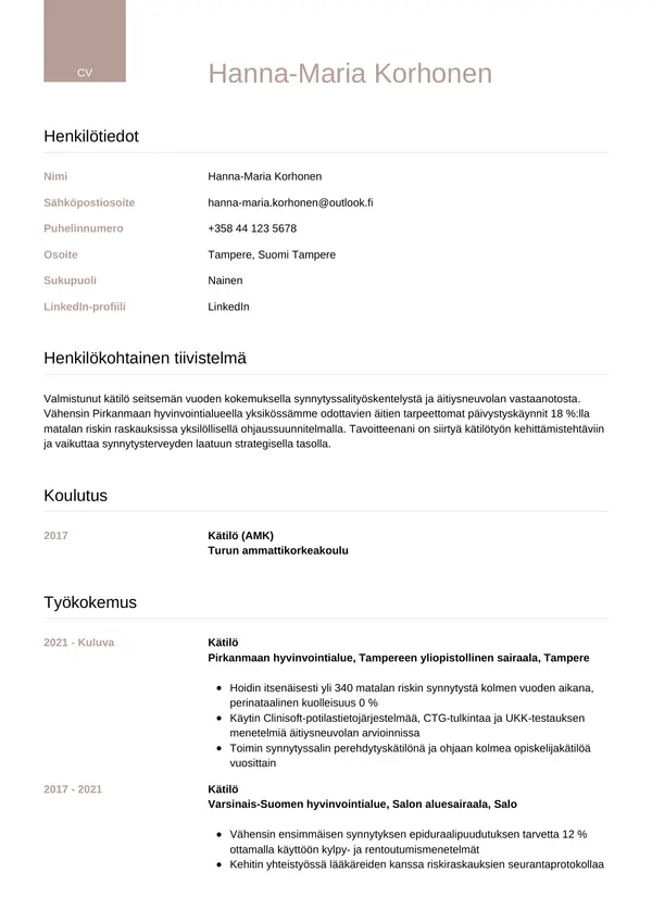 CV-pohja — Tyyli 6