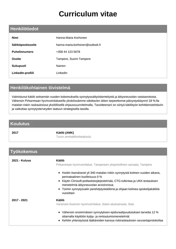 CV-pohja — Tyyli 7