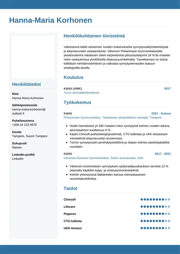 CV-pohja — Tyyli 9
