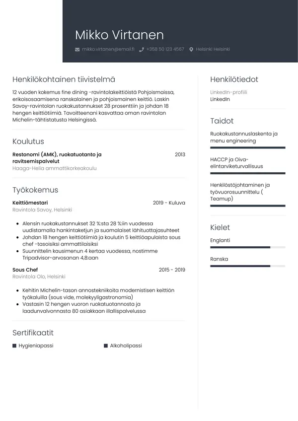 CV-pohja — Tyyli 1