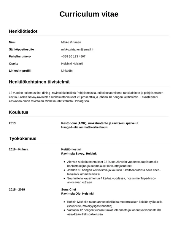 CV-pohja — Tyyli 12