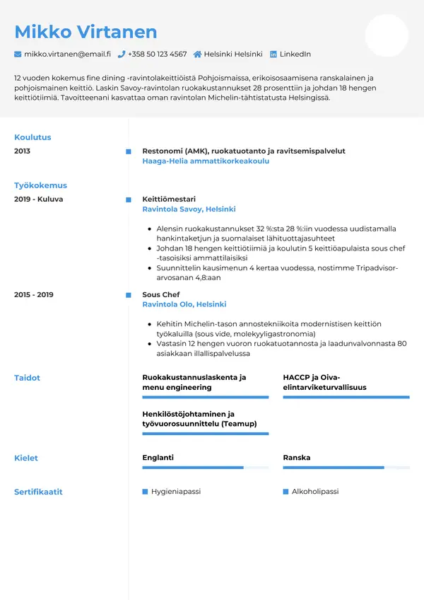 CV-pohja — Tyyli 2