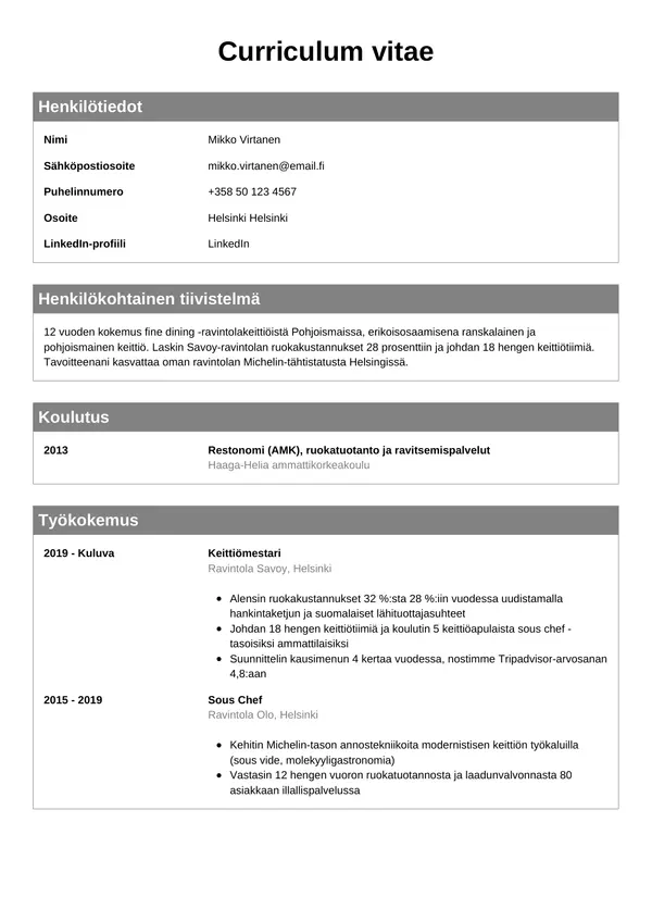 CV-pohja — Tyyli 7