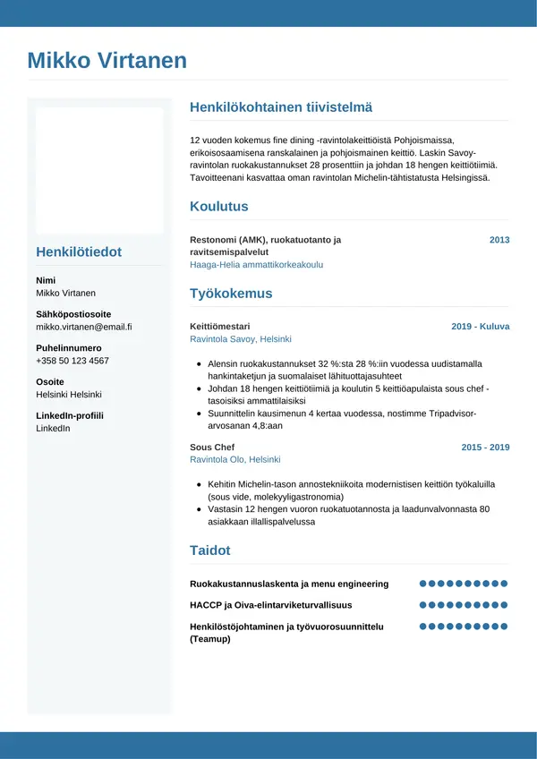 CV-pohja — Tyyli 9