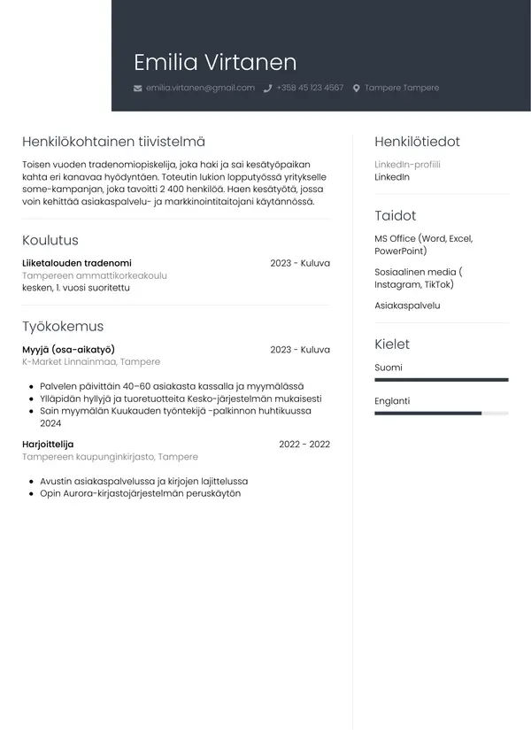 CV-pohja — Tyyli 1