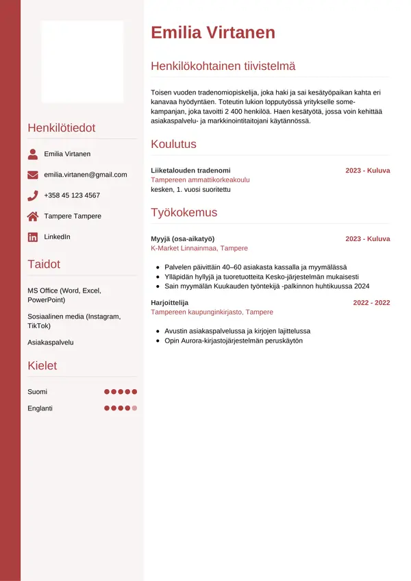 CV-pohja — Tyyli 10