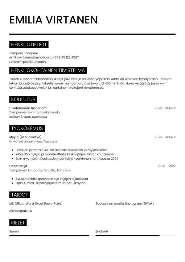 CV-pohja — Tyyli 11