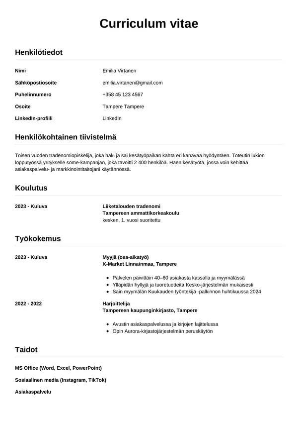 CV-pohja — Tyyli 12
