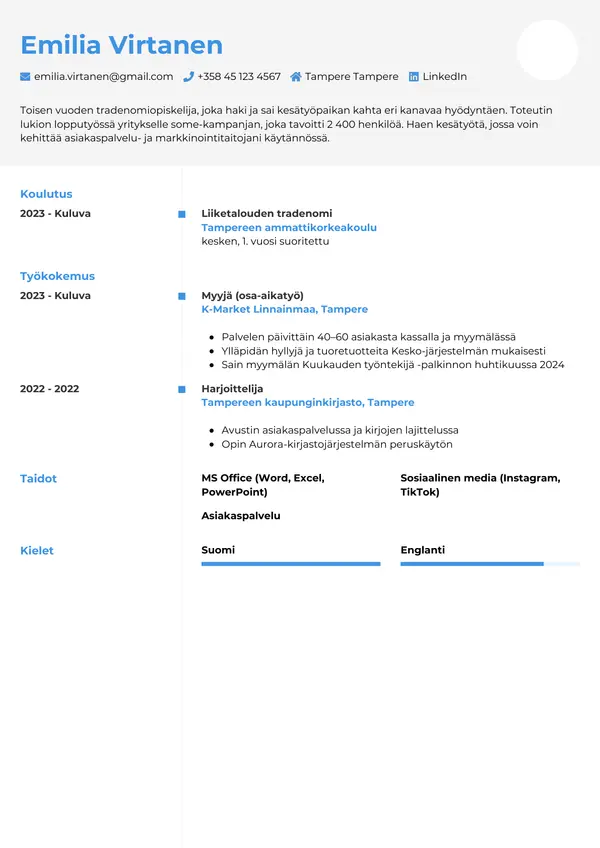 CV-pohja — Tyyli 2