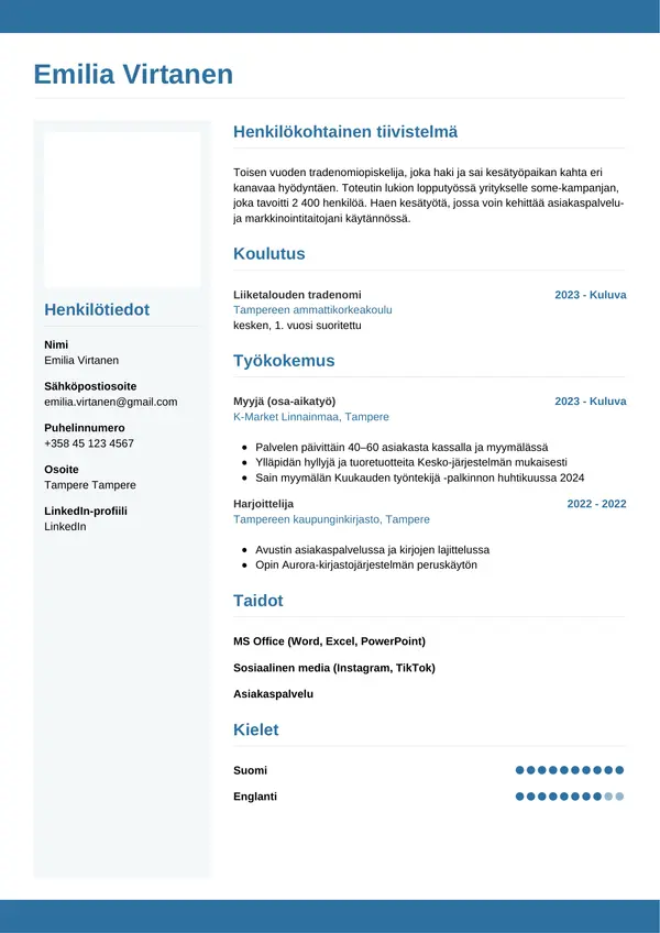 CV-pohja — Tyyli 9