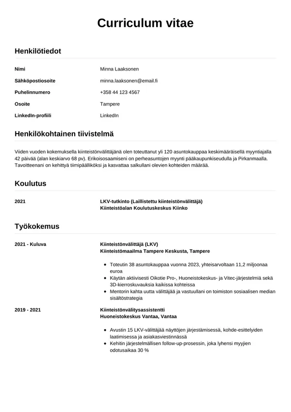 CV-pohja — Tyyli 12