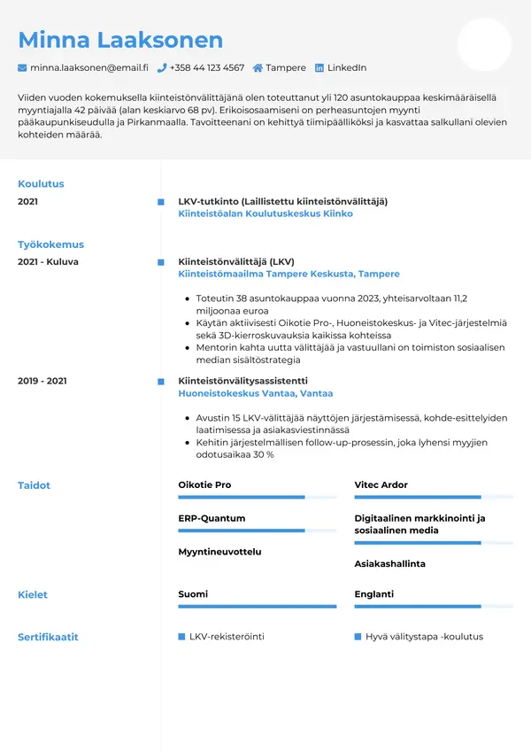 CV-pohja — Tyyli 2