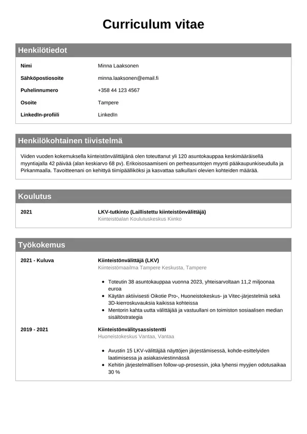 CV-pohja — Tyyli 7