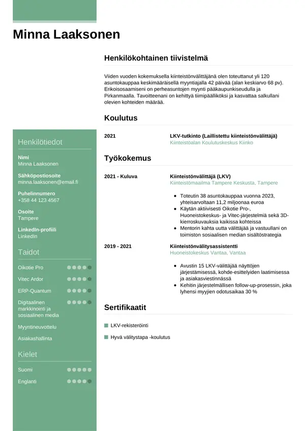 CV-pohja — Tyyli 8