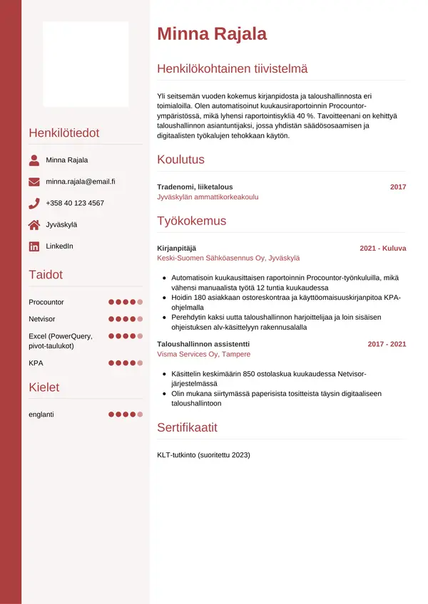 CV-pohja — Tyyli 10