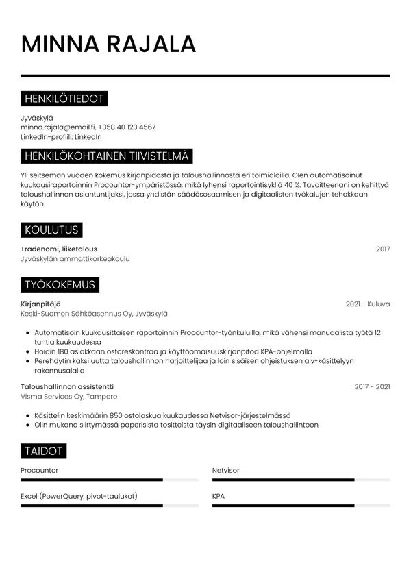 CV-pohja — Tyyli 11