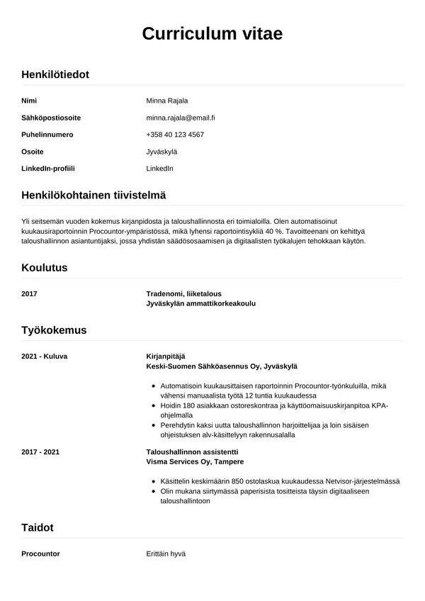 CV-pohja — Tyyli 12