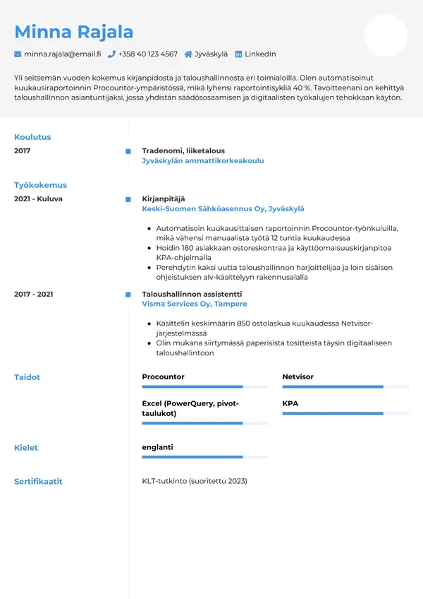 CV-pohja — Tyyli 2