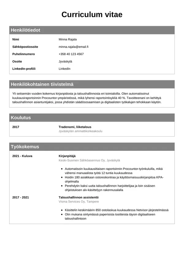 CV-pohja — Tyyli 7