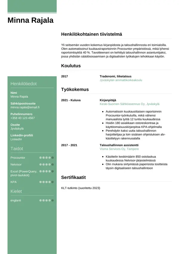 CV-pohja — Tyyli 8