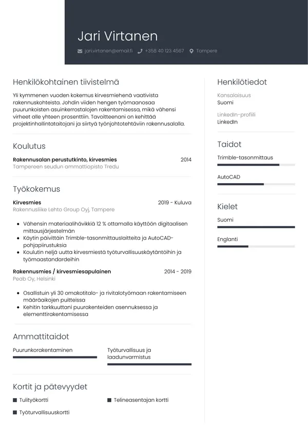 CV template Tyyli 1