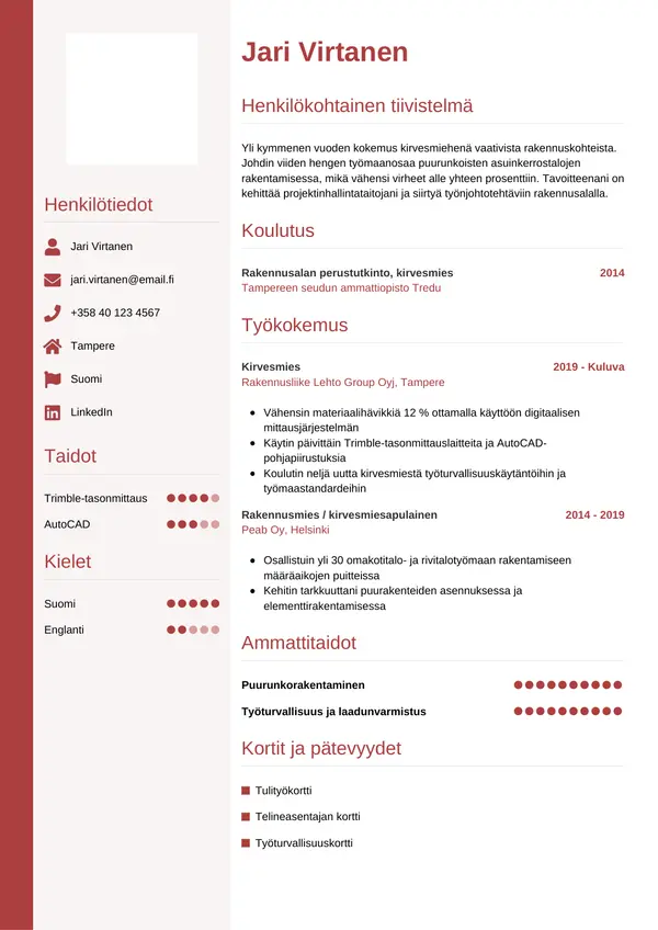 CV-pohja — Tyyli 10