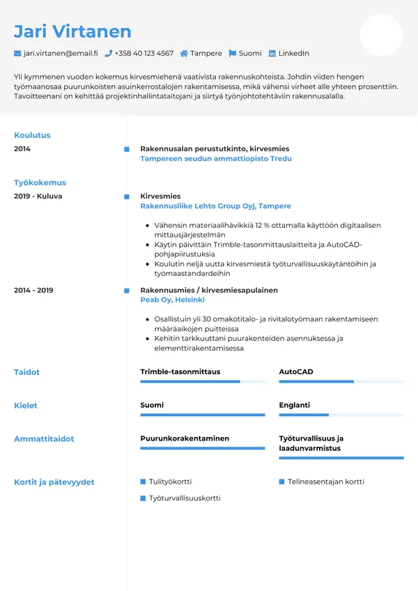 CV-pohja — Tyyli 2