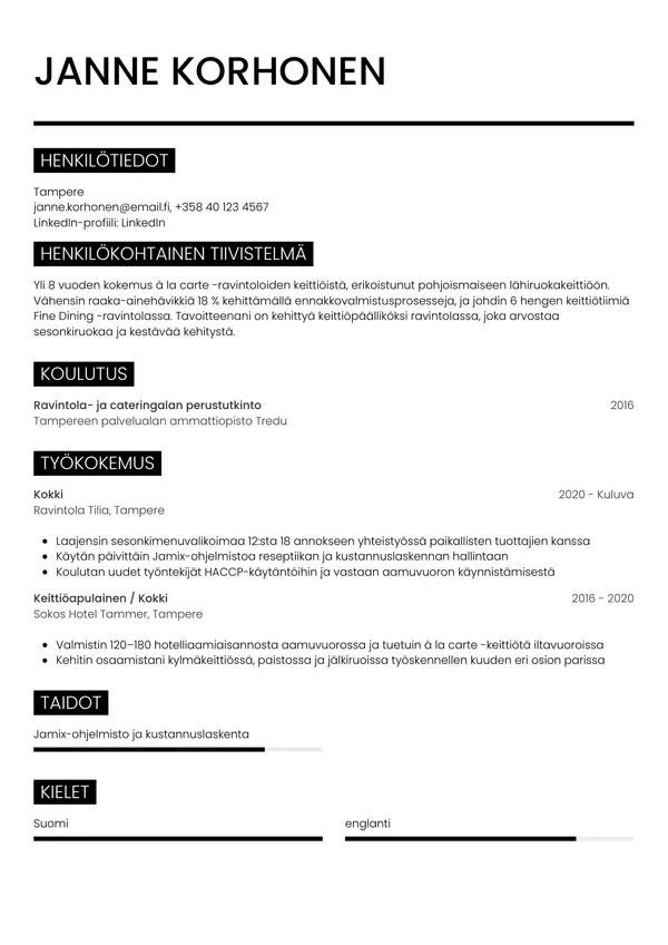CV-pohja — Tyyli 11