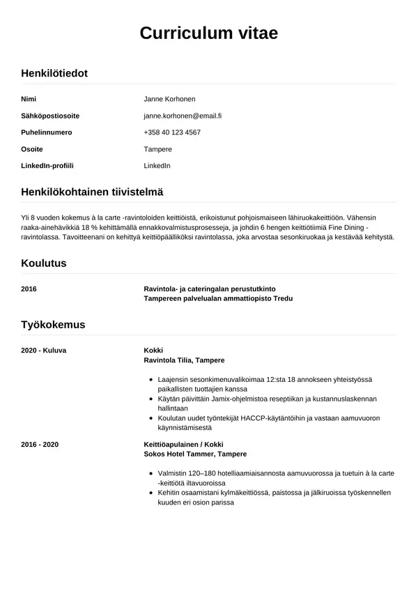 CV-pohja — Tyyli 12
