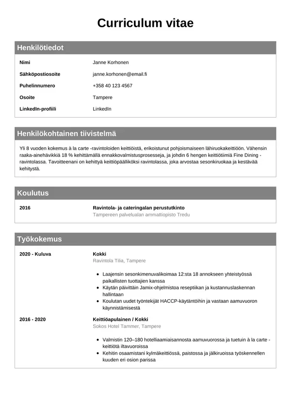 CV-pohja — Tyyli 7