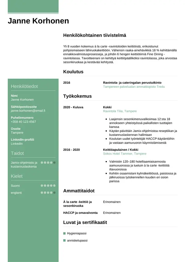 CV-pohja — Tyyli 8